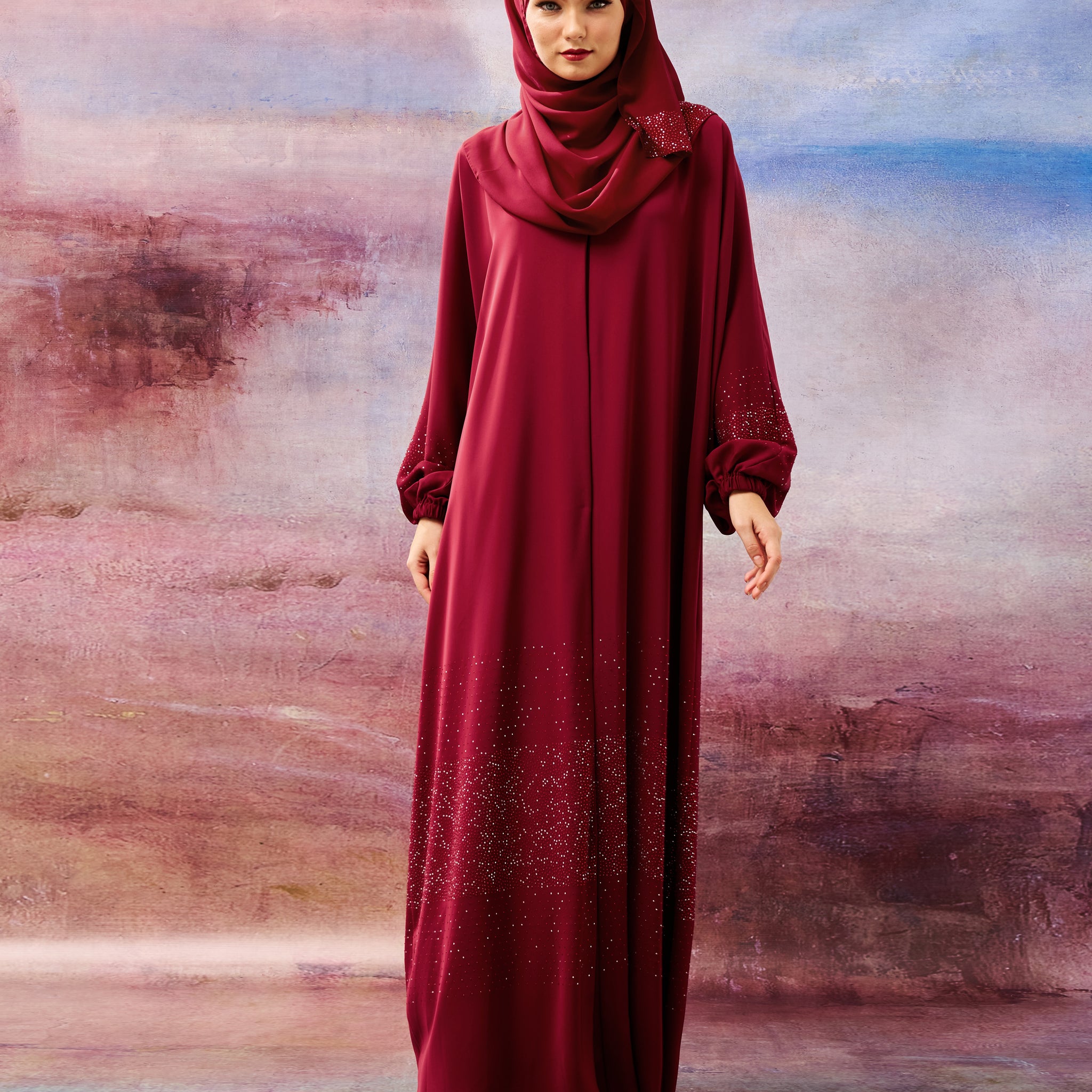 Amalfi Abaya in Hot Red