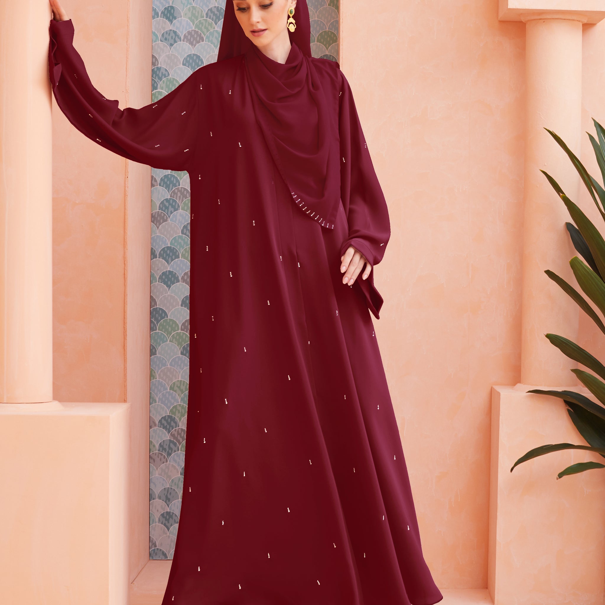 Diane Abaya in Hot Red