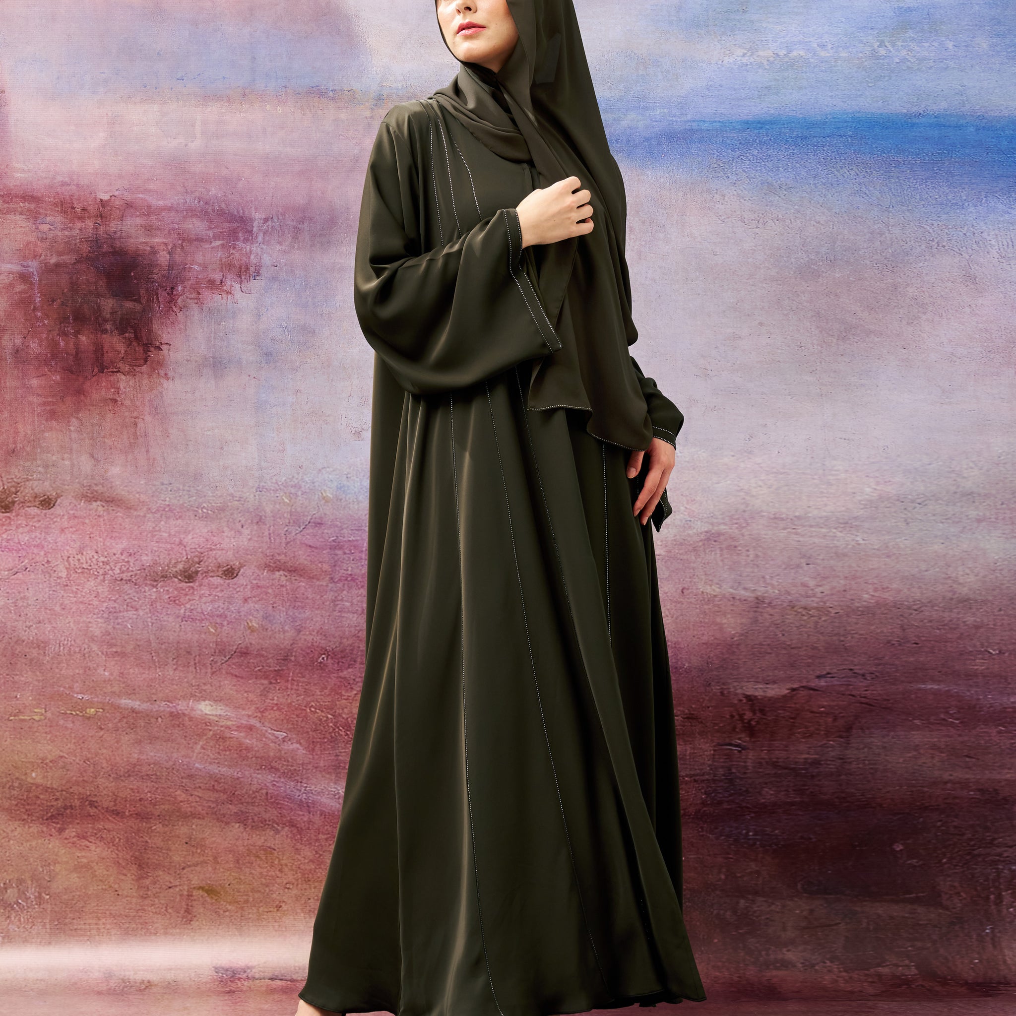 Reyna Abaya in Dark Olive